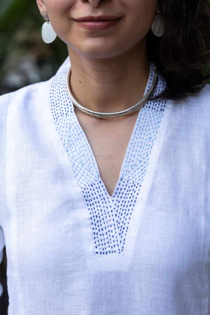 Image for Kusvaa Avdaf225 Aruni Linen Kurta Pant Set Closeup