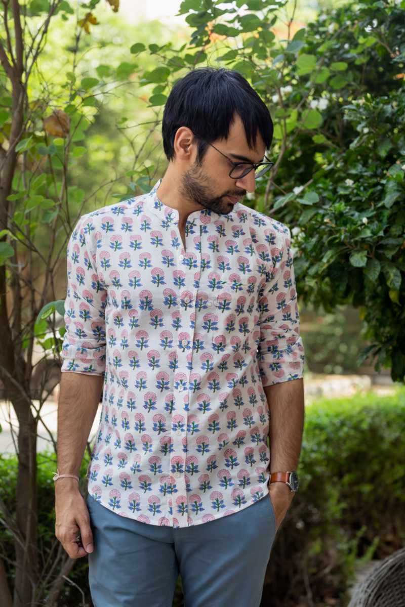 Image for Kusvaa Bpr28 Ishan Handblock Print Men Full Sleeves Shirt Featured