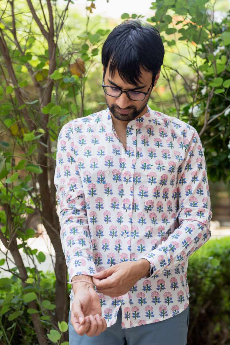 Image for Kusvaa Bpr28 Ishan Handblock Print Men Full Sleeves Shirt Side