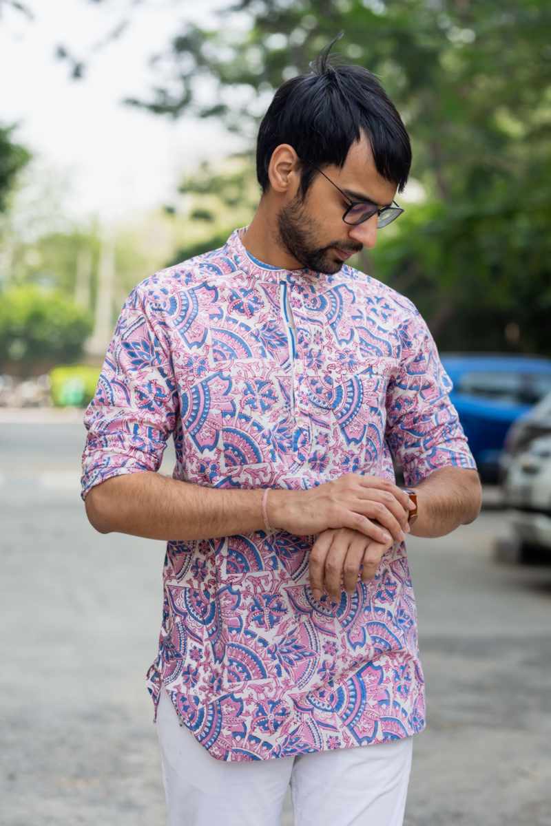 Image for Kusvaa Bpr29 Kanishk Handblock Men Full Sleeves Shirt Closeup 2
