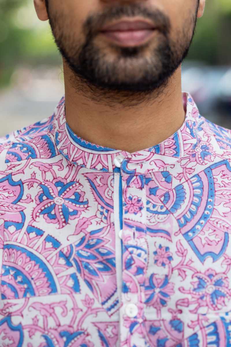 Image for Kusvaa Bpr29 Kanishk Handblock Men Full Sleeves Shirt Closeup