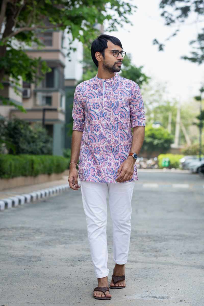 Image for Kusvaa Bpr29 Kanishk Handblock Men Full Sleeves Shirt Front