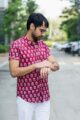 Image for Kusvaa Bpr30 Lekhit Handblock Men Half Sleeves Shirt Front