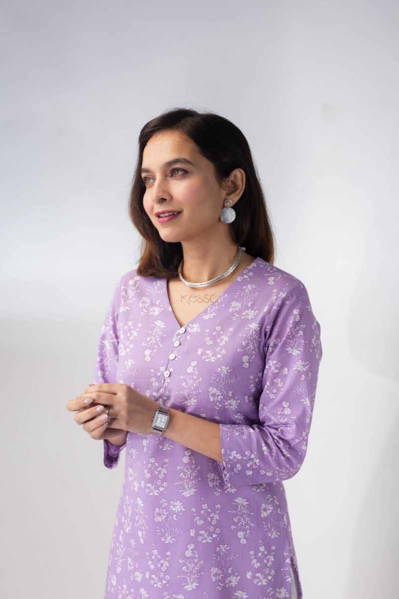 Image for Kusvaa Taf106 Kirtida Cotton Straight Kurta Closeup 2