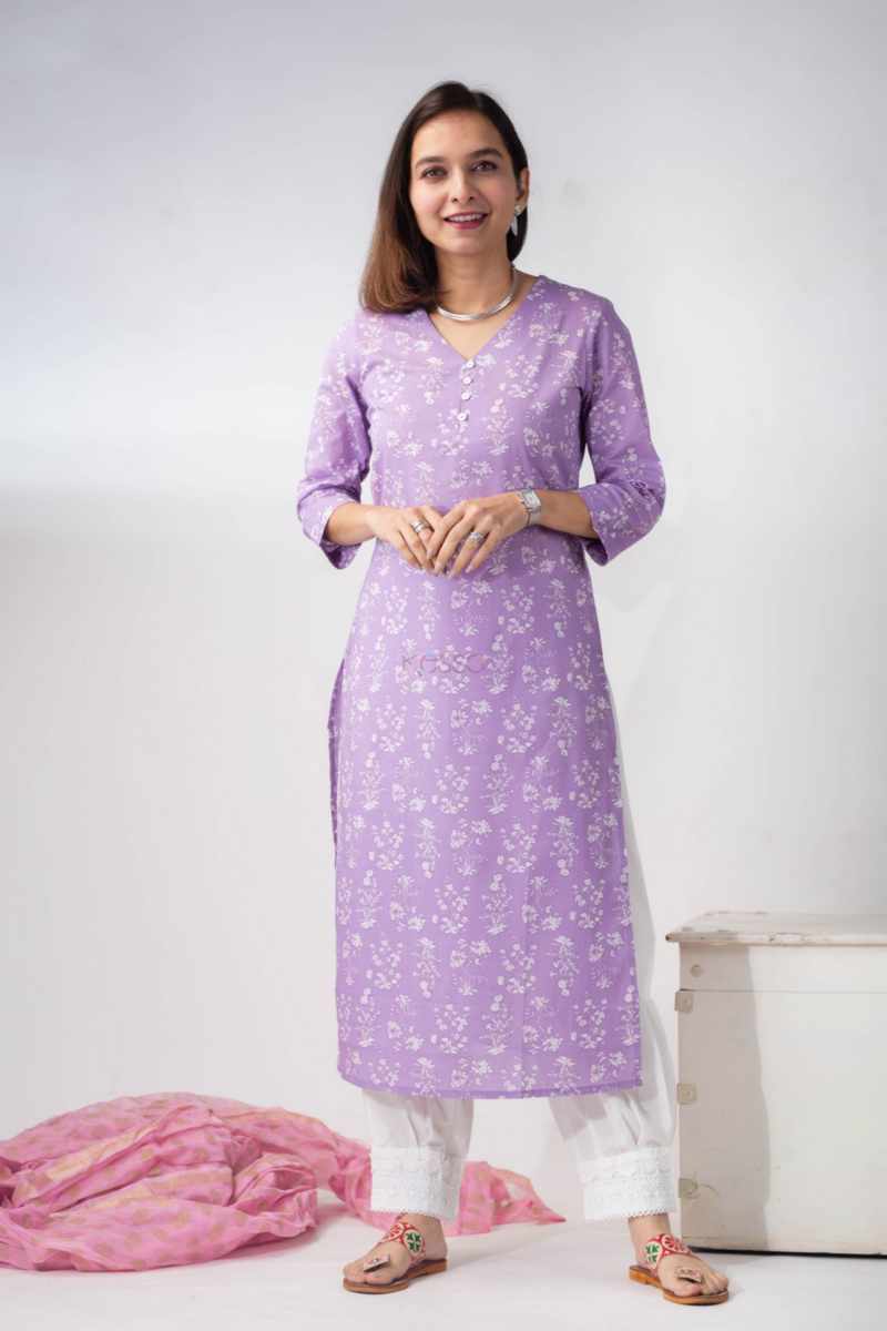 Image for Kusvaa Taf106 Kirtida Cotton Straight Kurta Side