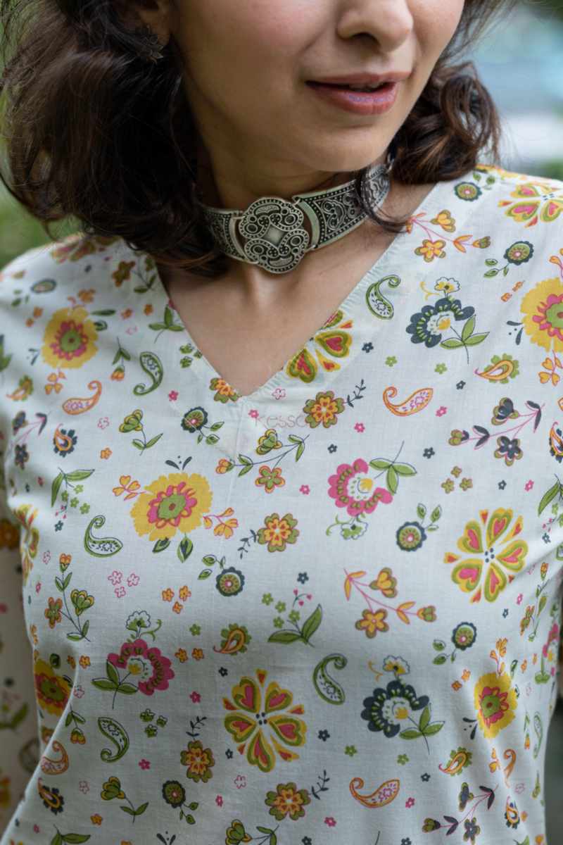 Image for Kusvaa Vcr192 Bilva Cotton Straight Kurta Closeup