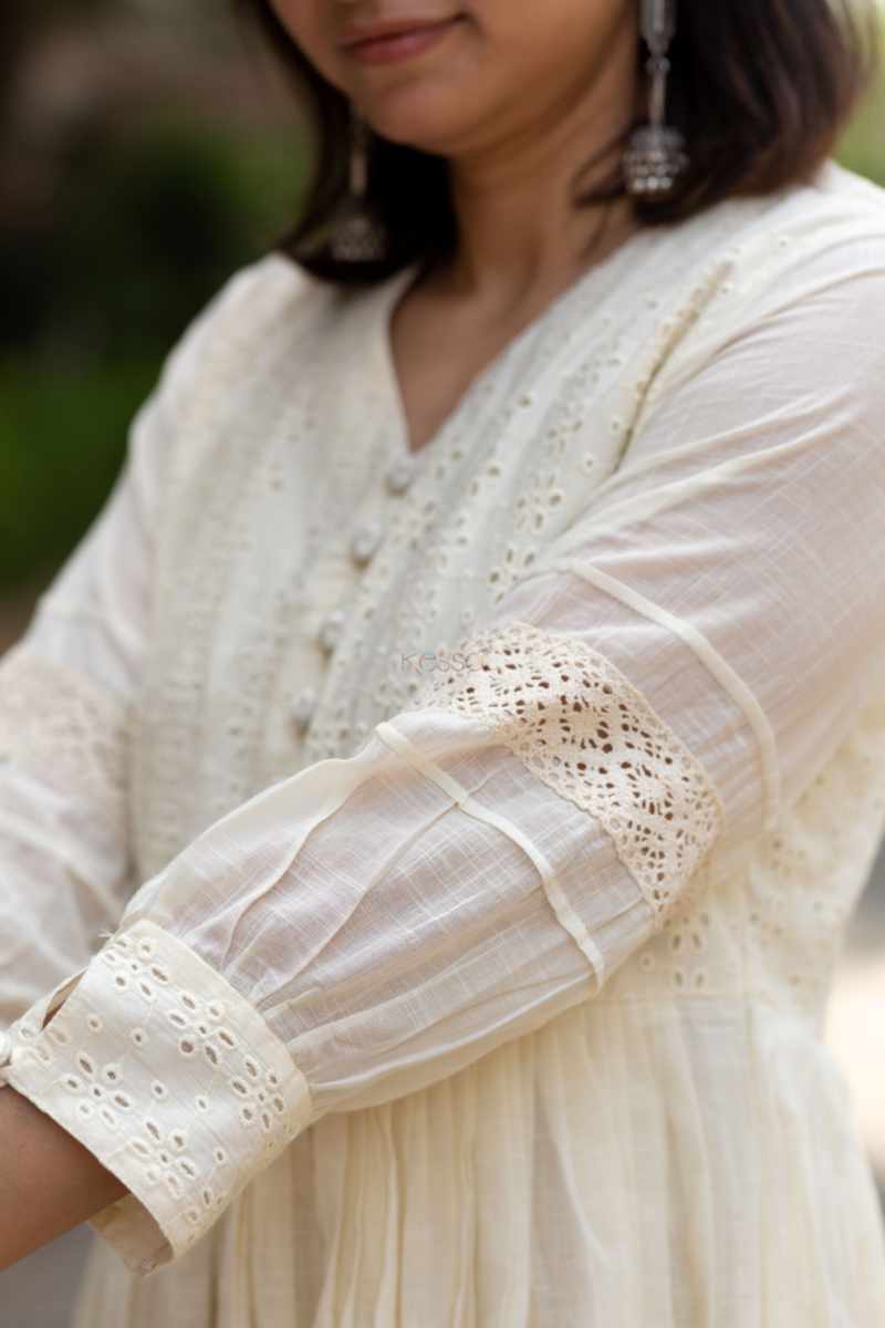 Image for Kusvaa Ws1022 Bhanu Schiffli A Line Dress Closeup