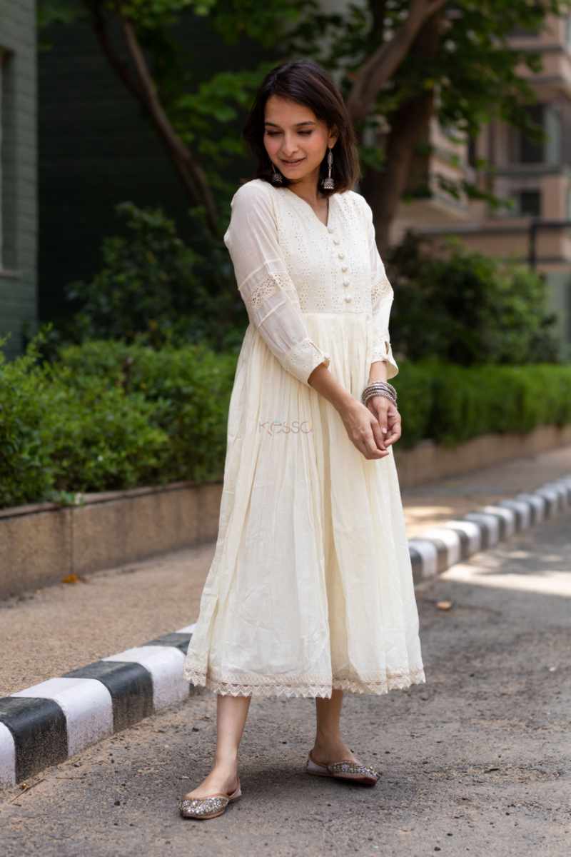 Image for Kusvaa Ws1022 Bhanu Schiffli A Line Dress Side