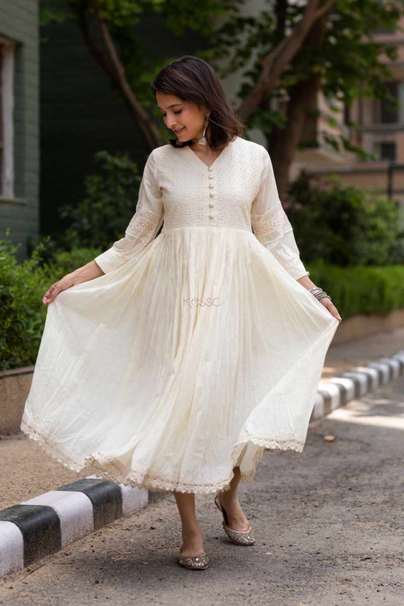 Image for Kusvaa Ws1022 Bhanu Schiffli A Line Dress Sitting