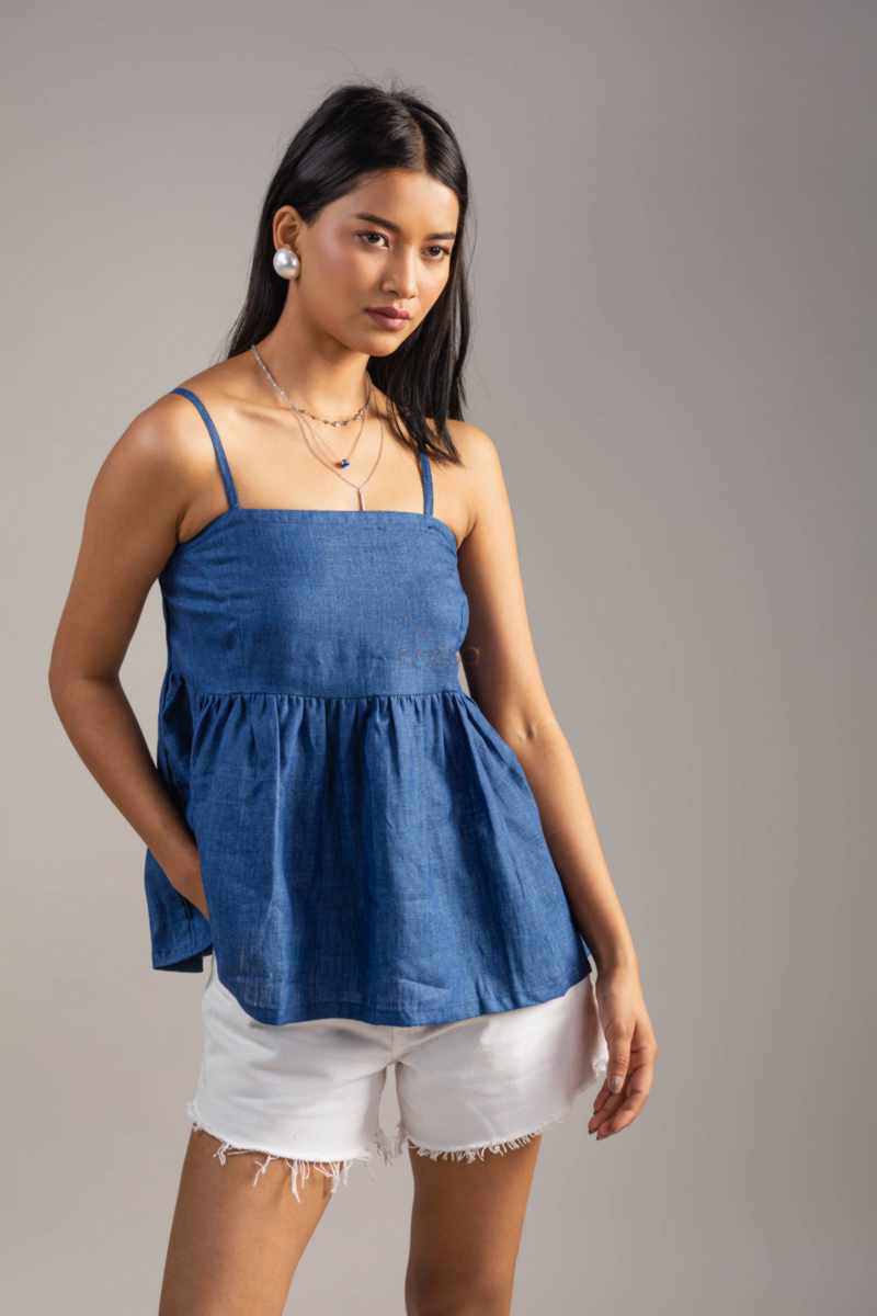 Image for Kusvaa Ws988 Manishitha Linen Speghtti Top Side