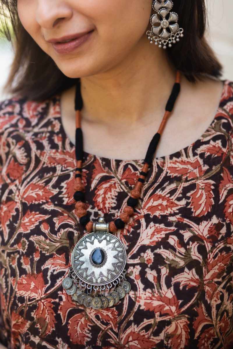 Image for Kusvaa Ws994 Isvara Cotton Kalamkari Dress Closeup