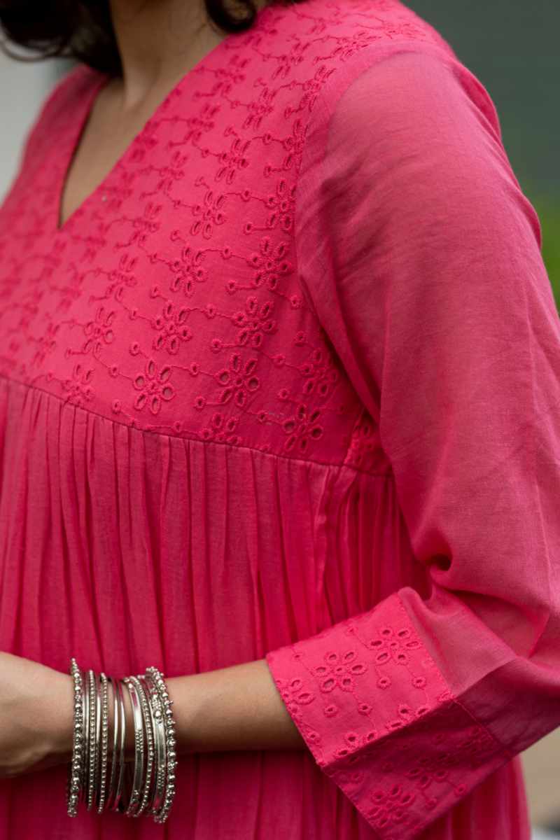 Image for Kusvaa Ws1027 Aaratrika Schiffli A Line Dress Closeup