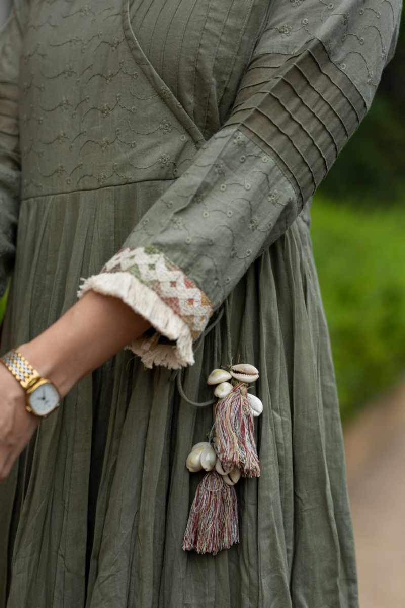 Image for Kusvaa Ws1030 Aarya Schiffli A Line Dress Closeup 2