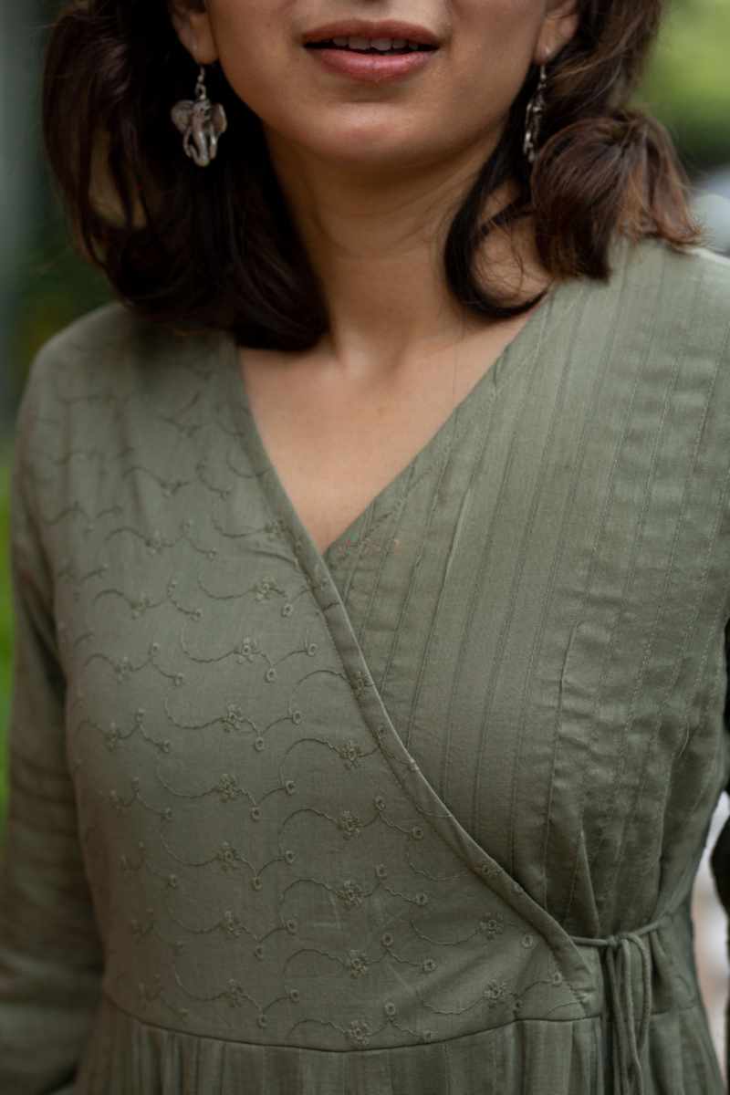 Image for Kusvaa Ws1030 Aarya Schiffli A Line Dress Closeup