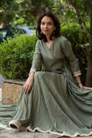 Image for Kusvaa Ws1030 Aarya Schiffli A Line Dress Sitting