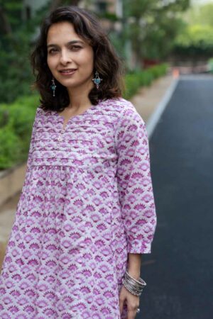 Image for Kusvaa Wsr394 Sital Cotton Handblock Dress Featured