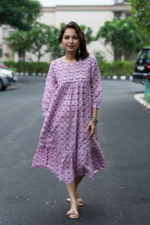 Image for Kusvaa Wsr394 Sital Cotton Handblock Dress Front