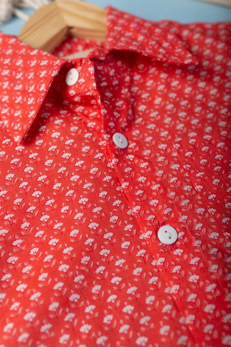 Image for Kusvaa Aj79 Ritik Cotton Boy Half Sleeves Shirt Closeup