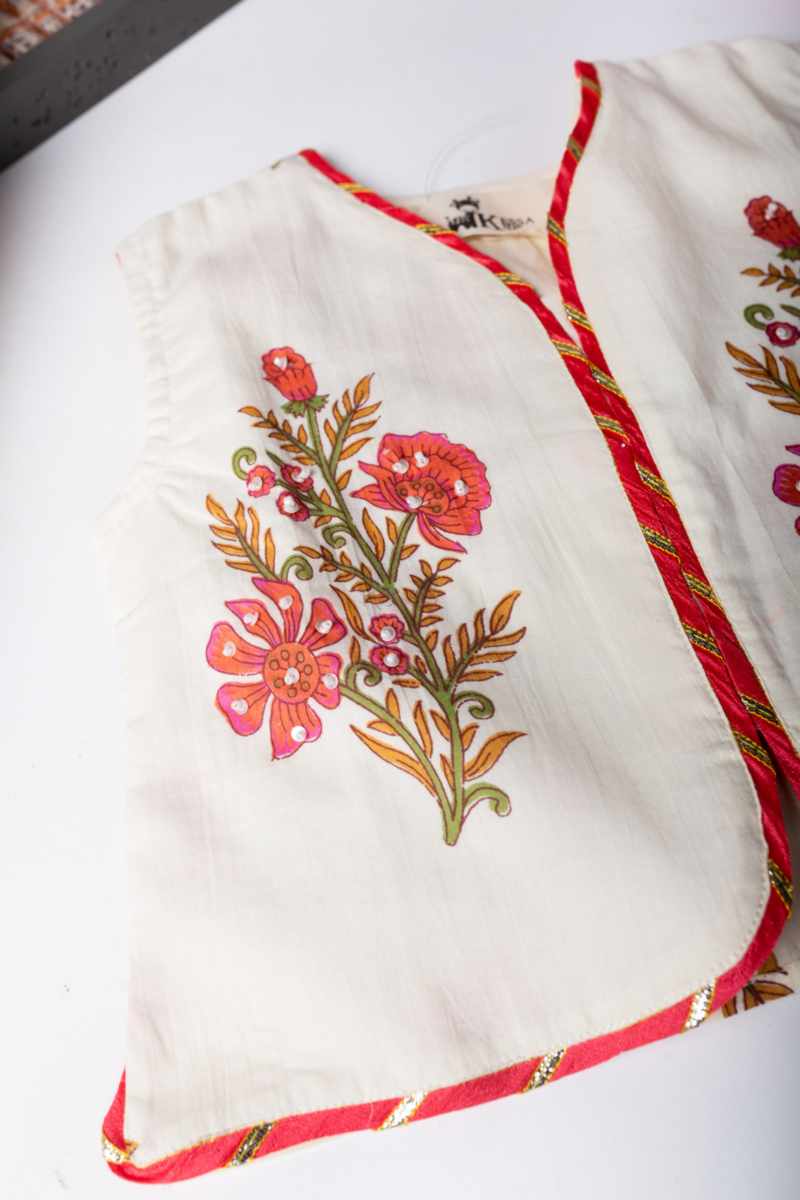 Image for Kusvaa Aj81 Astrid Girl Cotton Skirt With Top And Dupatta Set Side