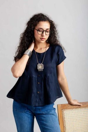 Image for Kusvaa Avdaf231 Sukriti Linen Short Top Featured
