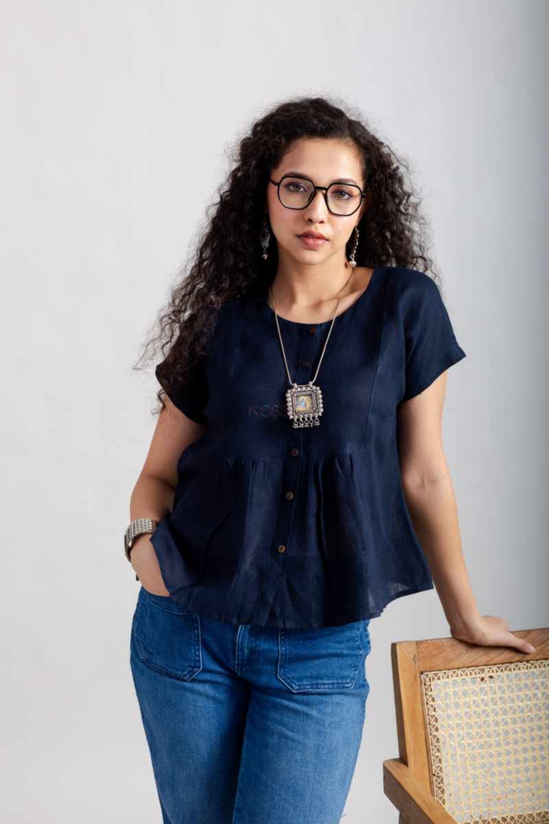 Image for Kusvaa Avdaf231 Sukriti Linen Short Top Front