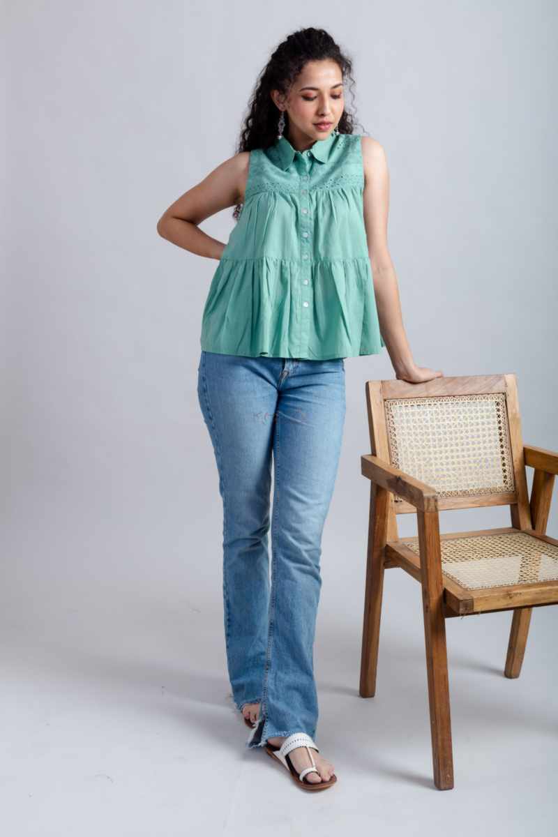 Image for Kusvaa Avdaf233 Devansha Cotton Dobby Short Top Front