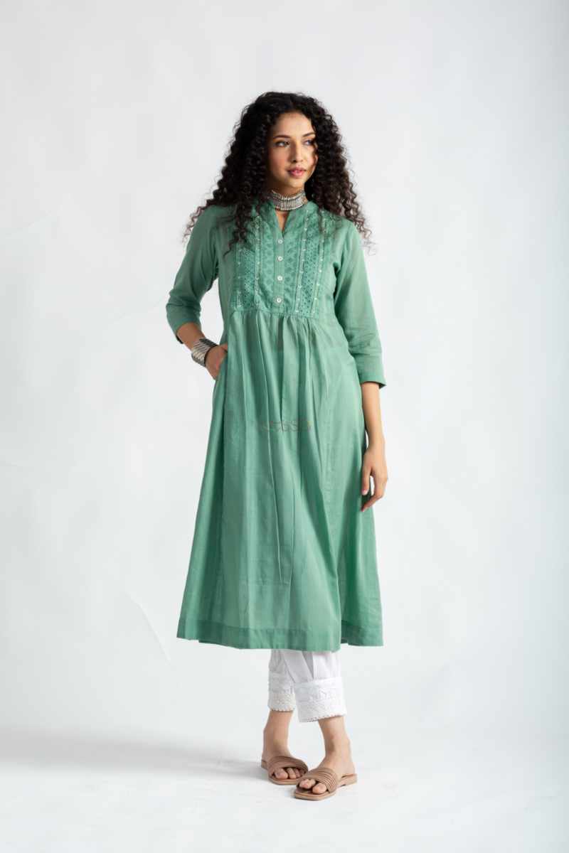 Image for Kusvaa Avdaf237 Aarunya Cotton A Line Kurta Front