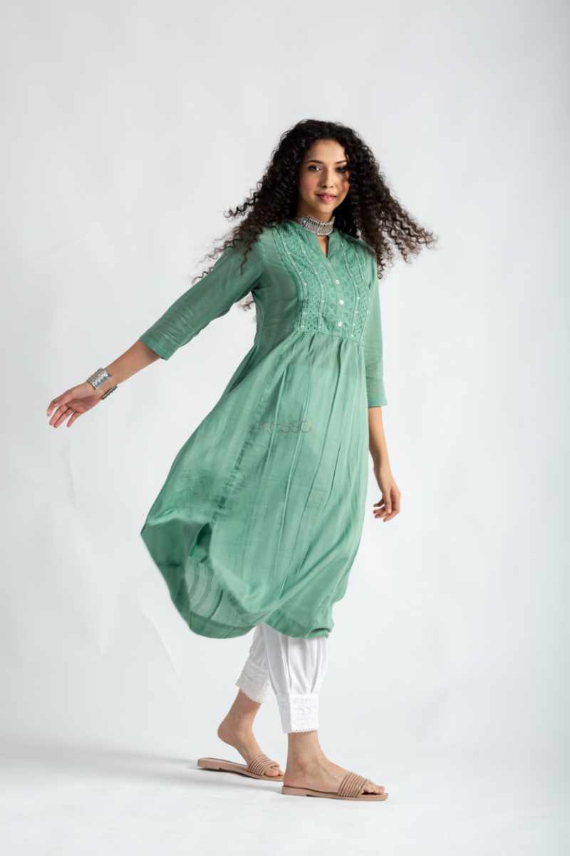 Image for Kusvaa Avdaf237 Aarunya Cotton A Line Kurta Side