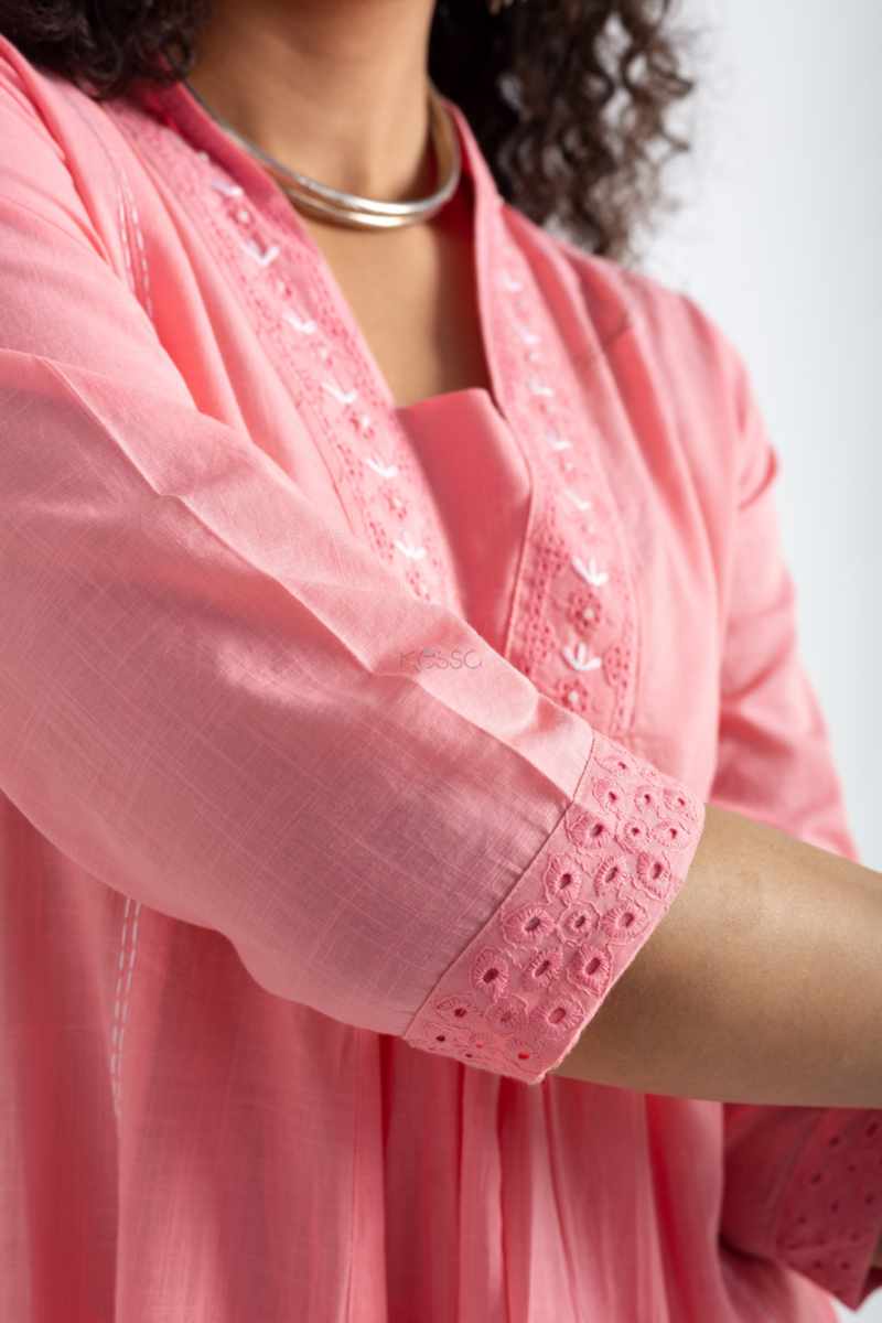 Image for Kusvaa Avdaf241 Madhavi Cotton A Line Kurta Closeup 2