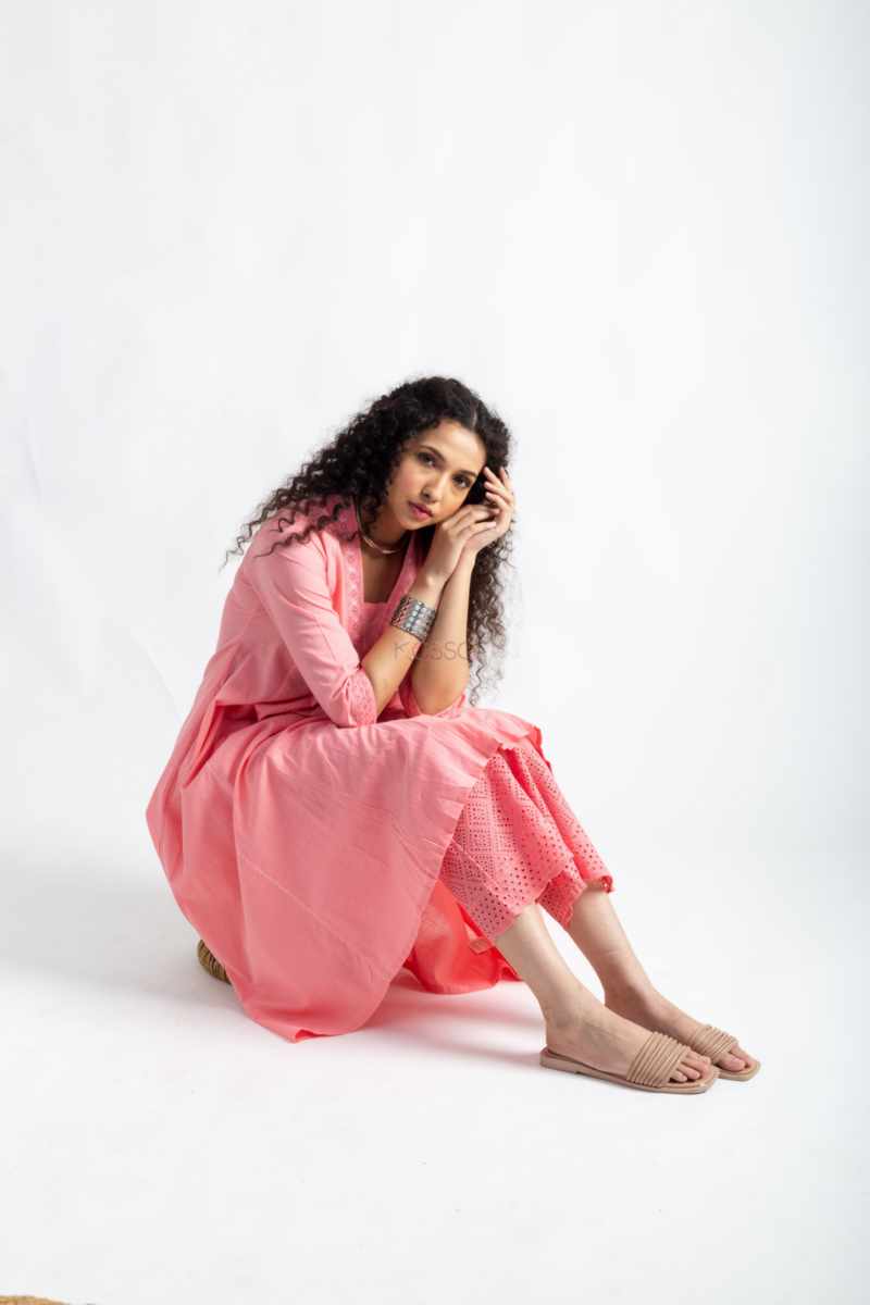 Image for Kusvaa Avdaf241 Madhavi Cotton A Line Kurta Sitting