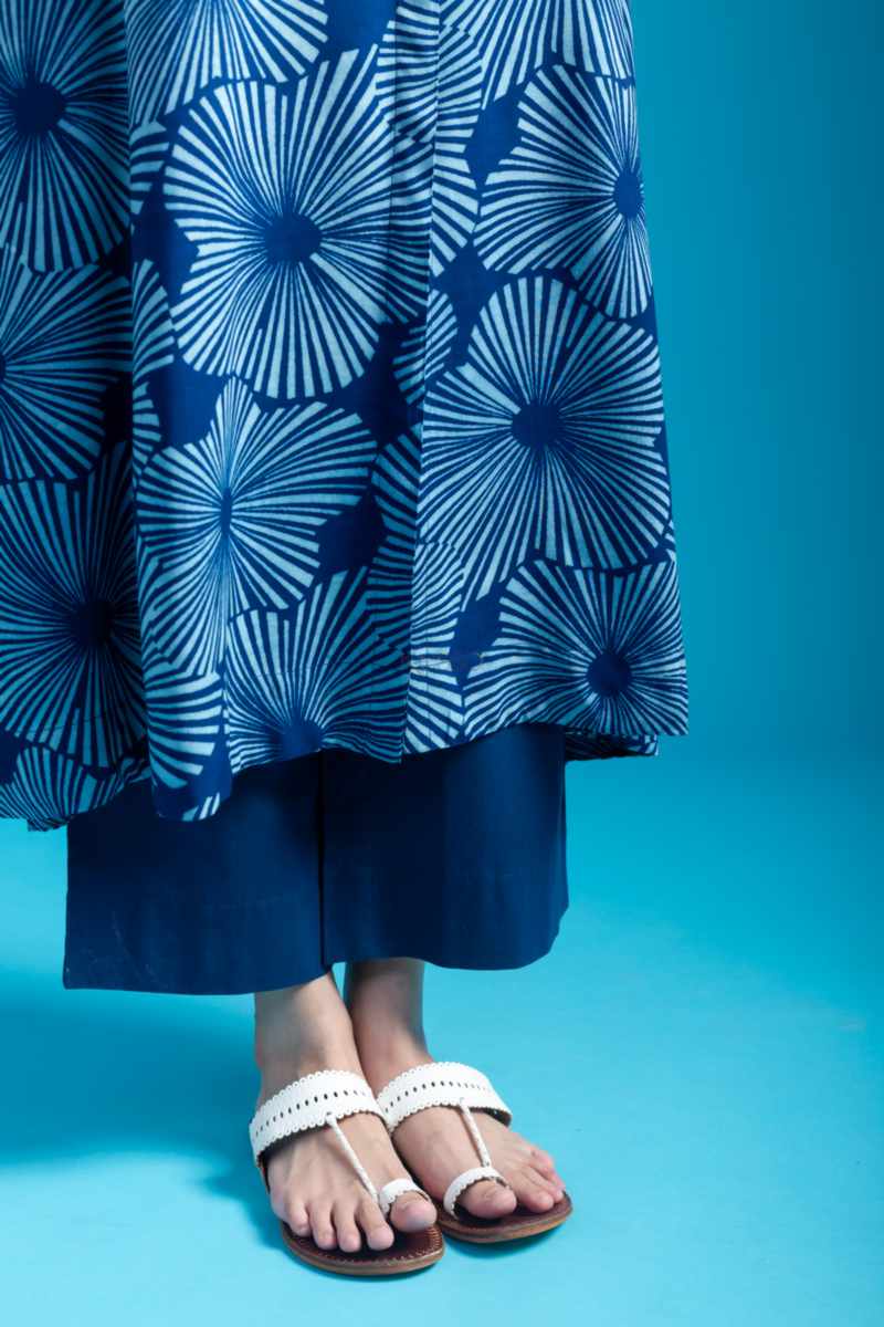 Image for Kusvaa Avdaf250 Anwesha Muslin Handblock A Line Kurta Closeup 2