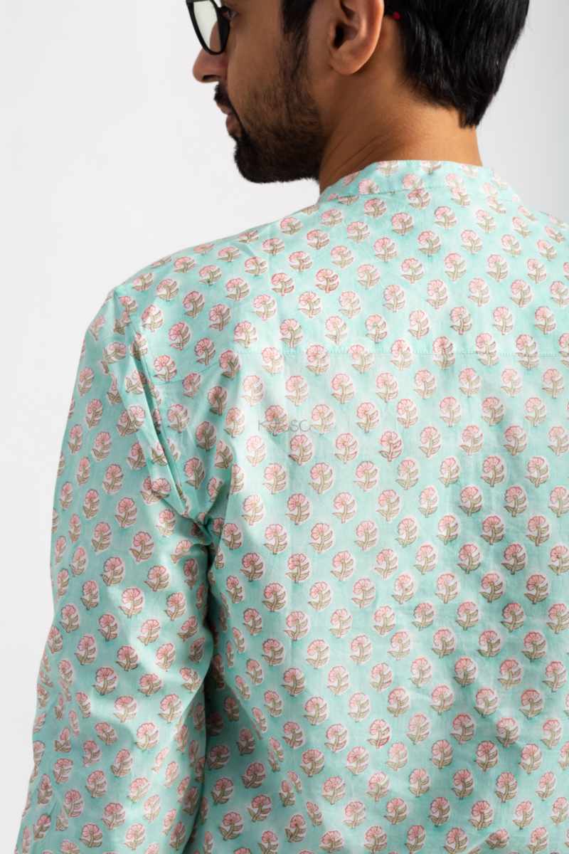 Image for Kusvaa Awk63 Nivam Handblock Men Full Sleeves Shirt Closeup 2