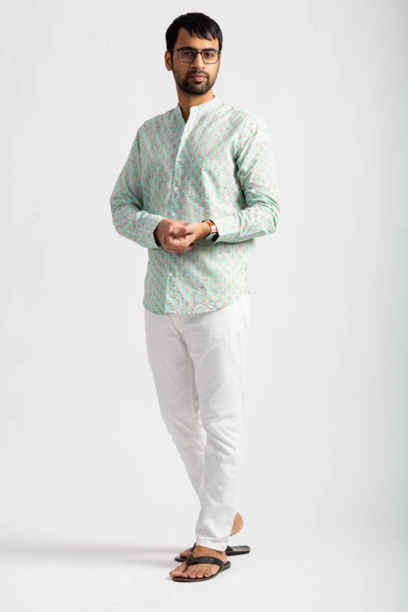Image for Kusvaa Awk63 Nivam Handblock Men Full Sleeves Shirt Front