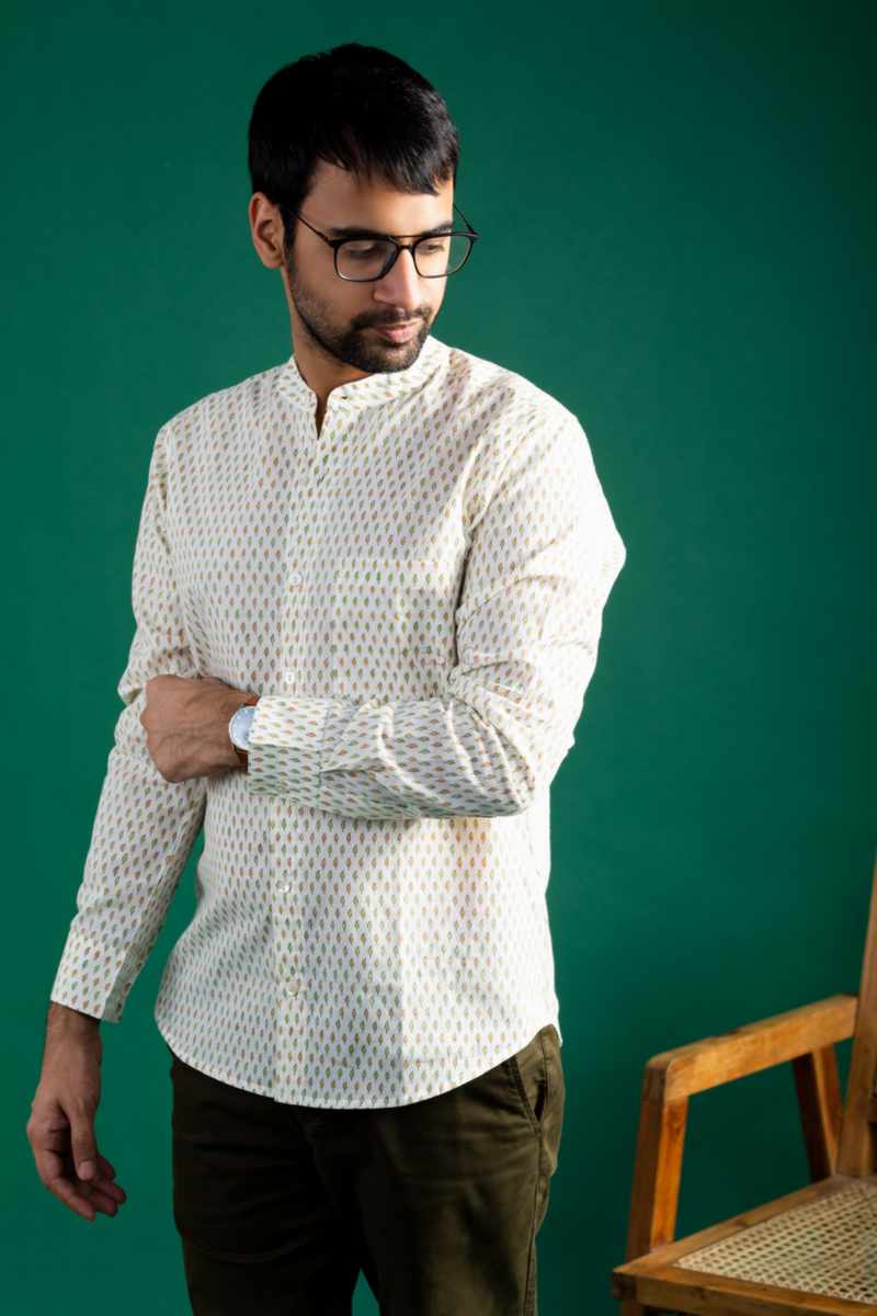 Image for Kusvaa Awk64 Ansu Handblock Men Full Sleeves Shirt Side