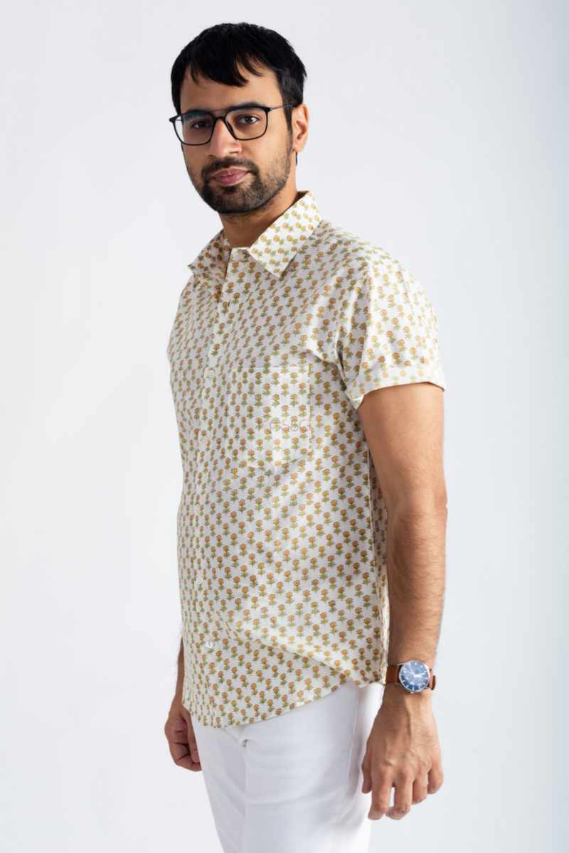 Image for Kusvaa Awk67 Prithvik Handblock Men Half Sleeves Shirt Featured