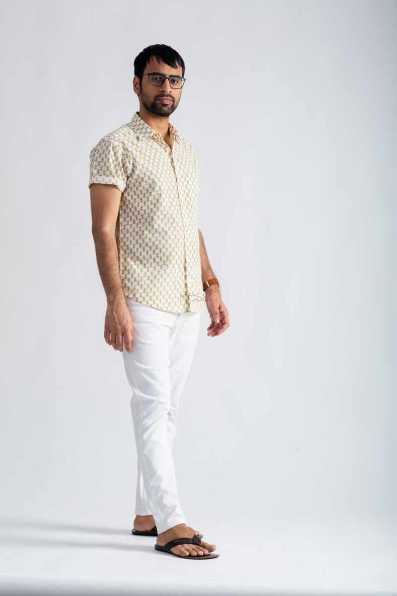 Image for Kusvaa Awk67 Prithvik Handblock Men Half Sleeves Shirt Side