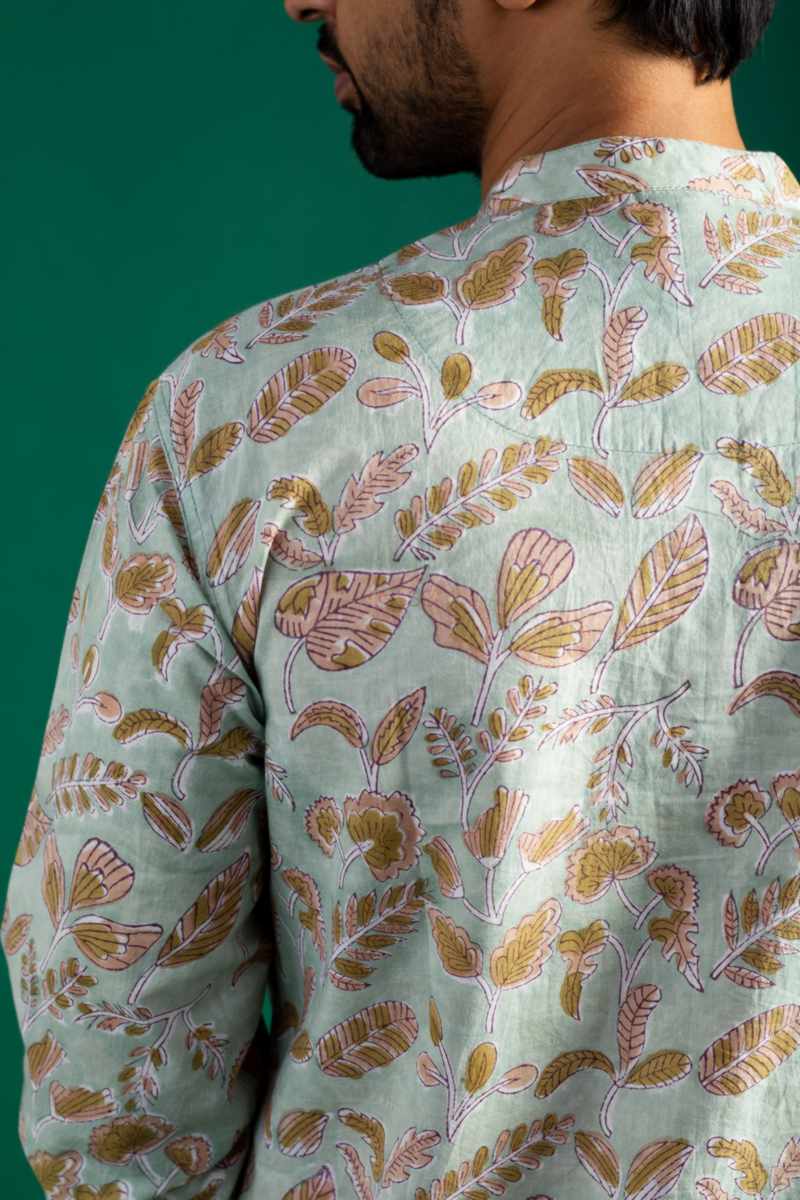 Image for Kusvaa Bpr34 Ashish Handblock Men Full Sleeves Shirt Closeup 2