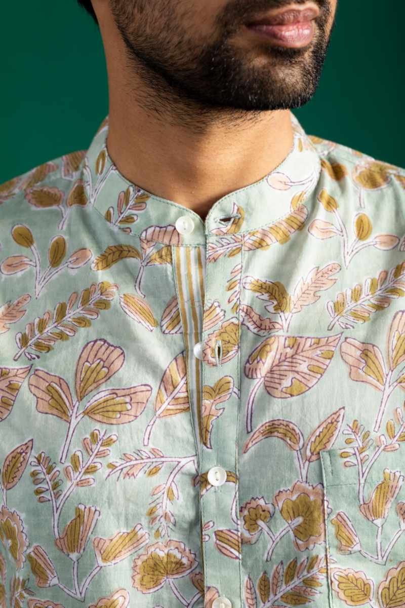 Image for Kusvaa Bpr34 Ashish Handblock Men Full Sleeves Shirt Closeup