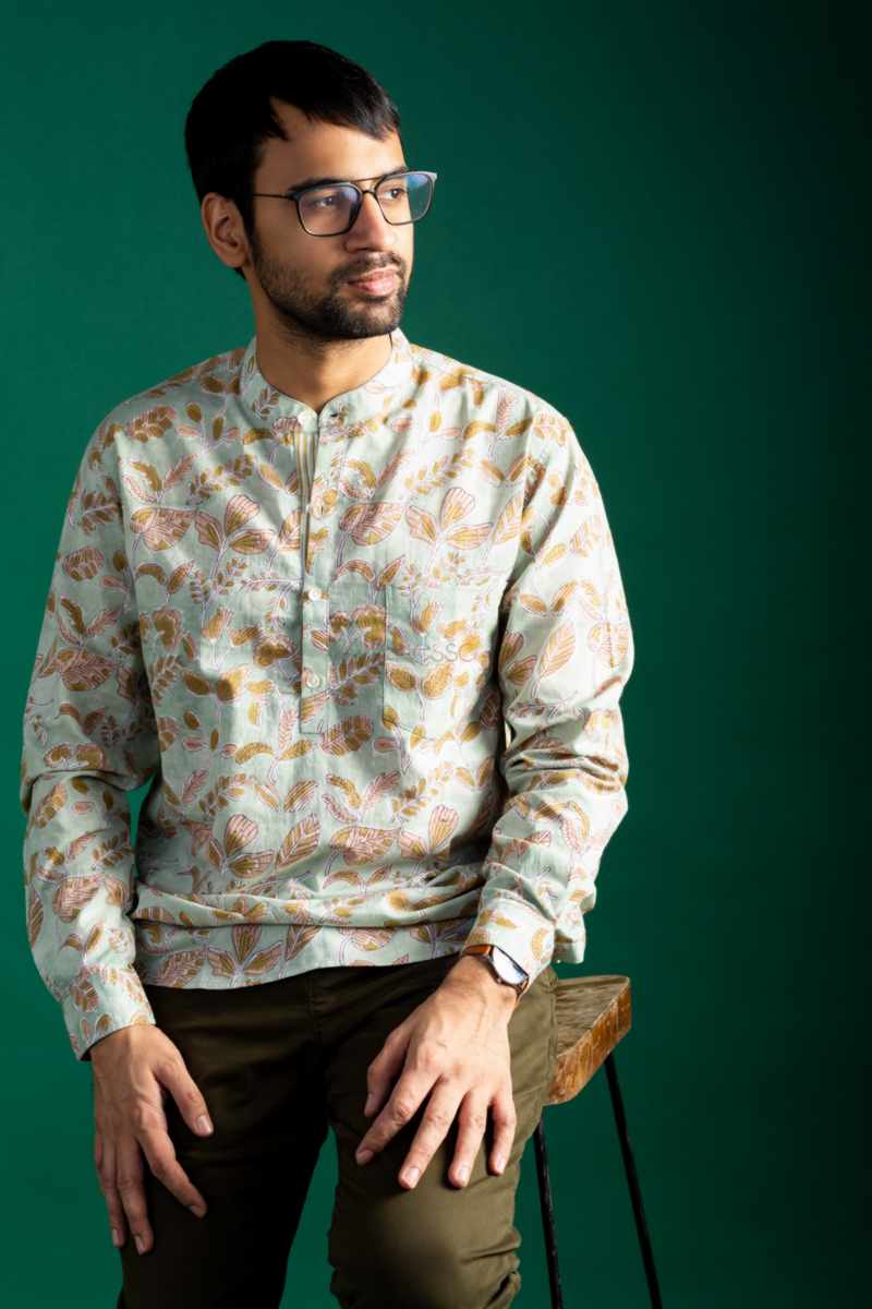 Image for Kusvaa Bpr34 Ashish Handblock Men Full Sleeves Shirt Side