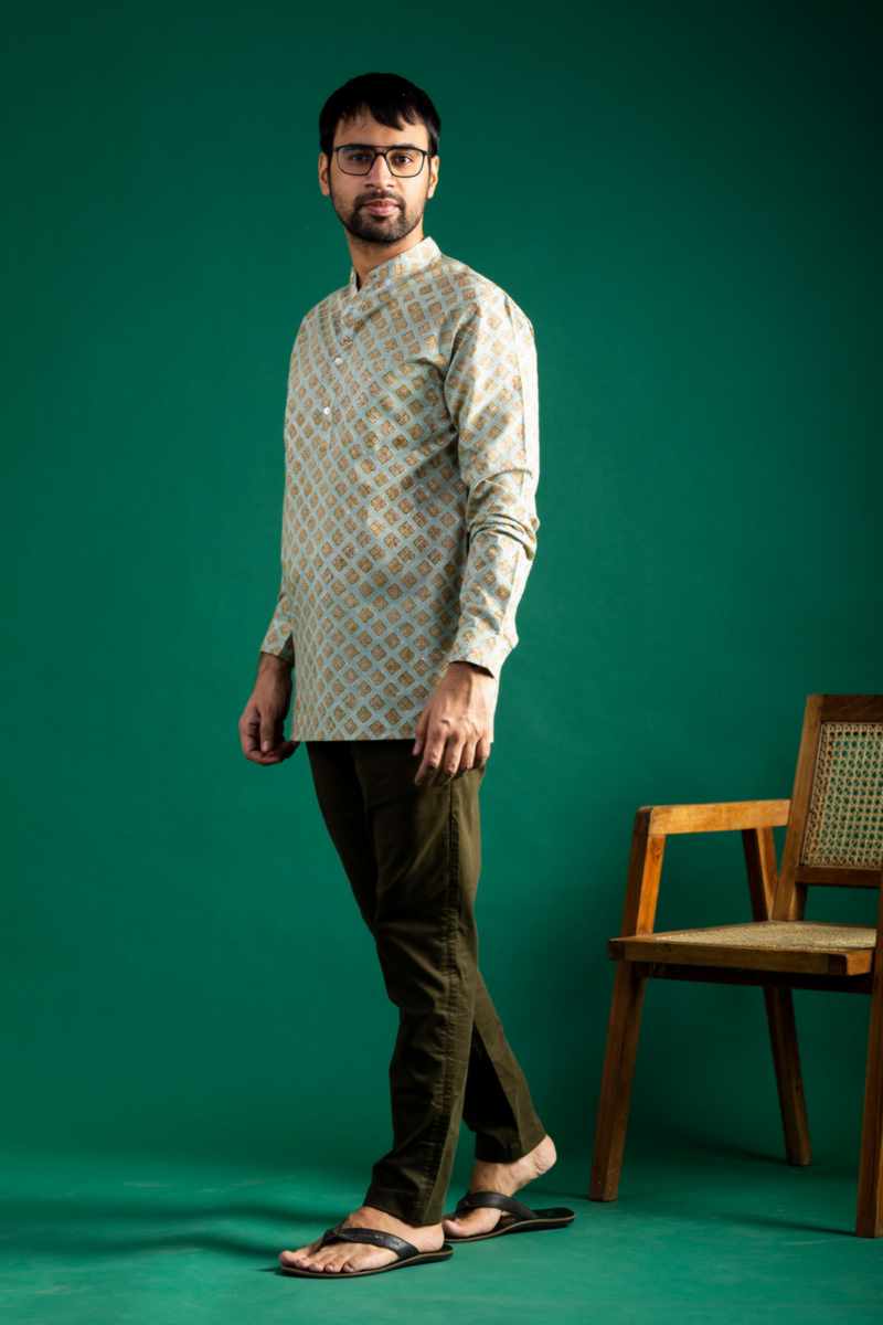 Image for Kusvaa Bpr36 Shivam Handblock Men Full Sleeves Shirt Side
