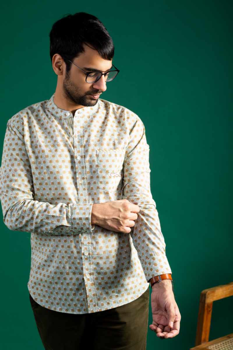 Image for Kusvaa Bpr37 Udaya Handblock Men Full Sleeves Shirt Side