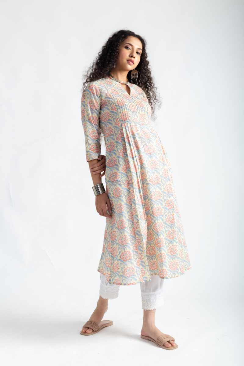 Image for Kusvaa Bpr39 Amolika Handblock Cotton Kurta Front