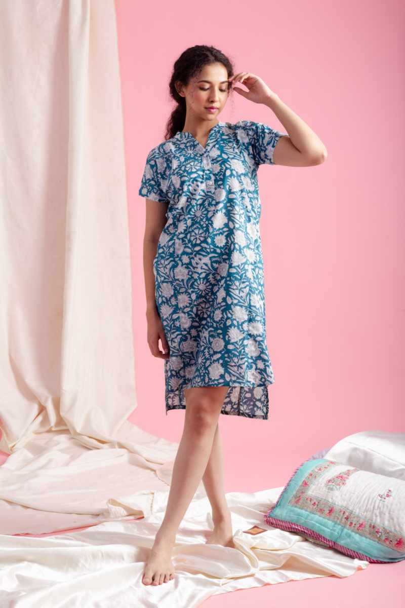 Image for Kusvaa De193 Rihya Cotton Short Nightie Front