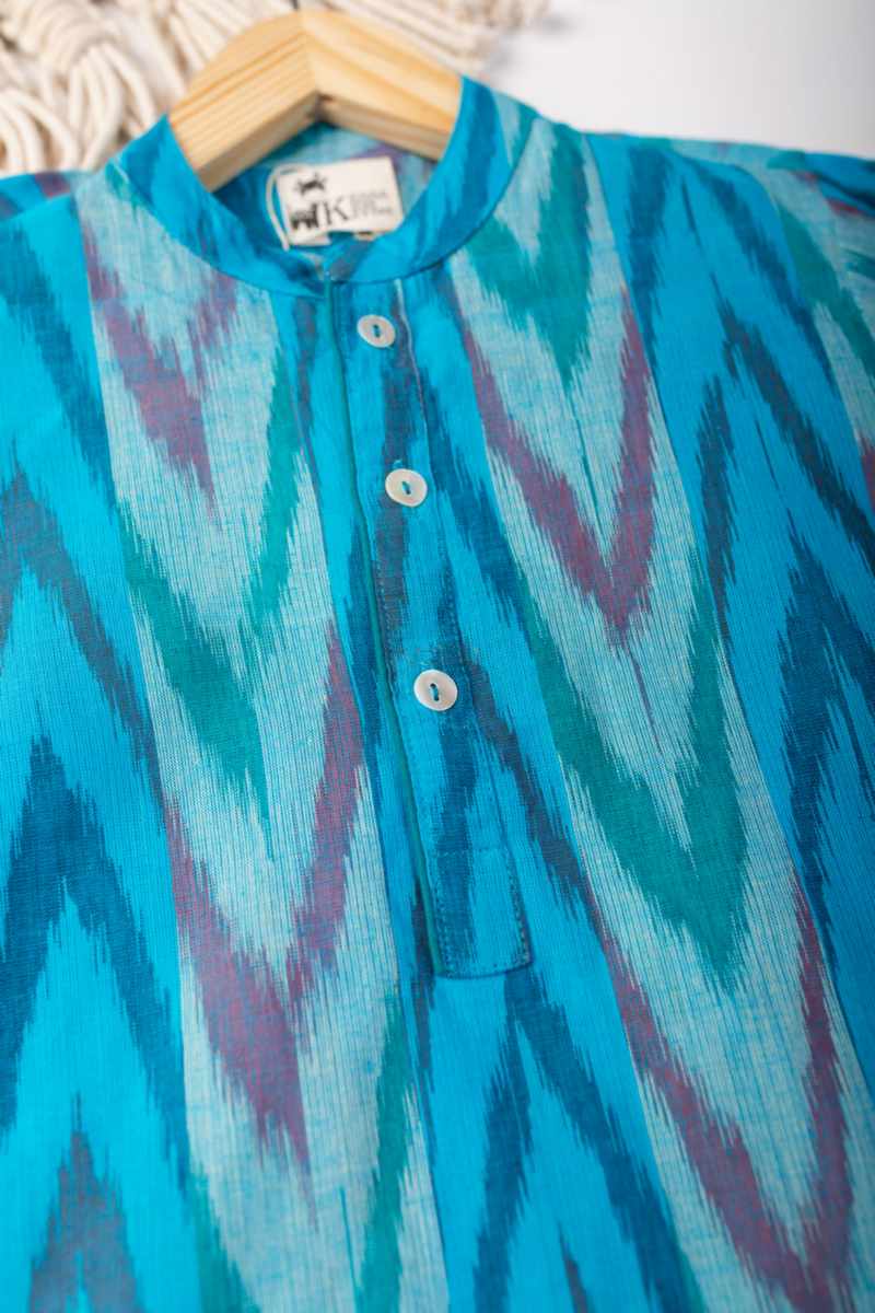 Image for Kusvaa Mbe82 Darsh Cotton Ikkat Boy Kurta Front