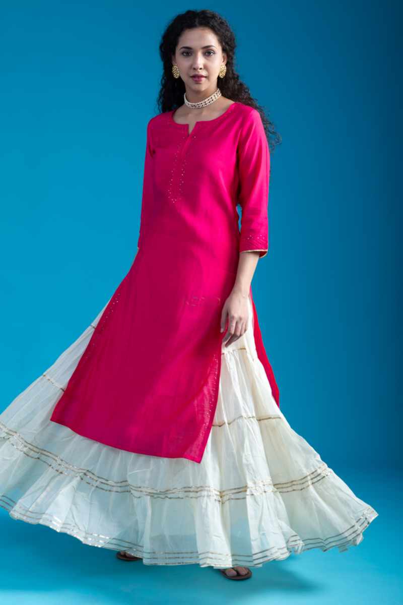 Image for Kusvaa Vcr152 Sakhi Chanderi Straight Fit Kurta Front New