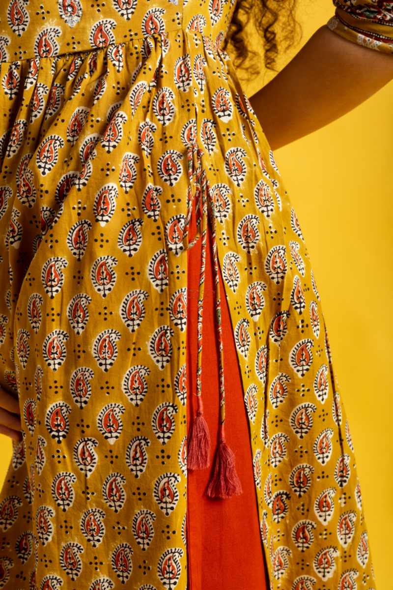 Image for Kusvaa Vcr198 Lavanthika Cotton A Line Kurta Closeup 2