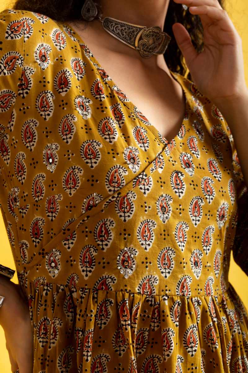 Image for Kusvaa Vcr198 Lavanthika Cotton A Line Kurta Closeup