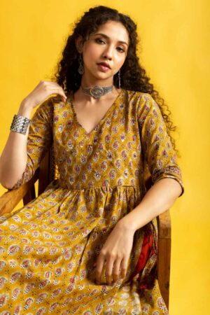 Image for Kusvaa Vcr198 Lavanthika Cotton A Line Kurta Sitting