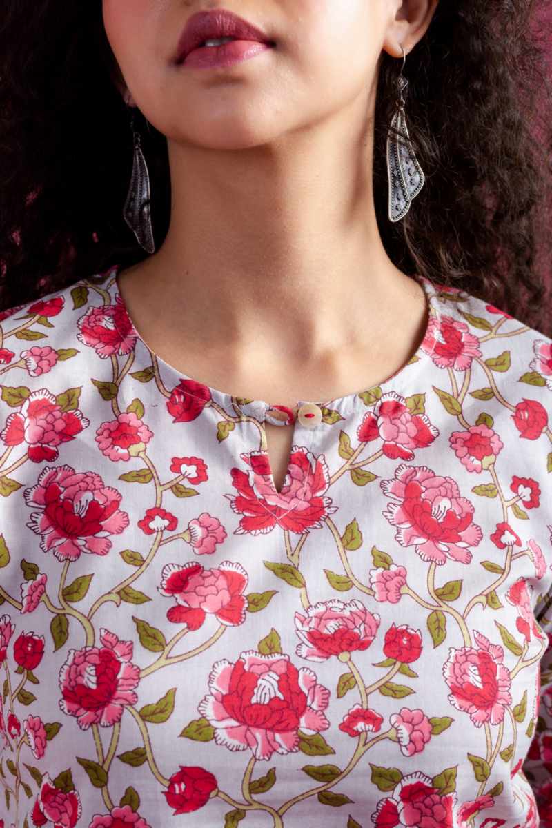 Image for Kusvaa Vcr202 Madhavi Cotton Straight Fit Kurta Closeup