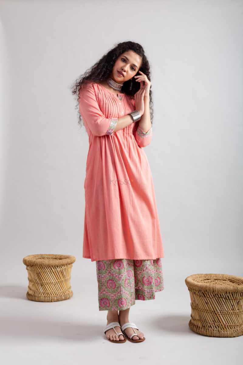 Image for Kusvaa Vcr206 Jaishree Cotton Slub Kurta Pant Set Front